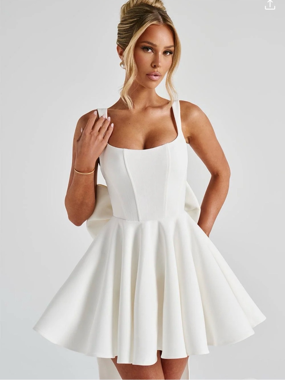 BABYBOO Rue Mini Dress in Ivory with Detachable Bow